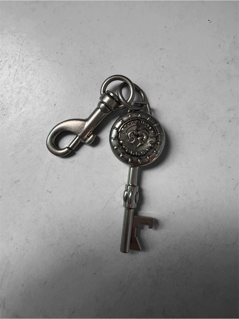 Silver Key Charm Keychain Clip